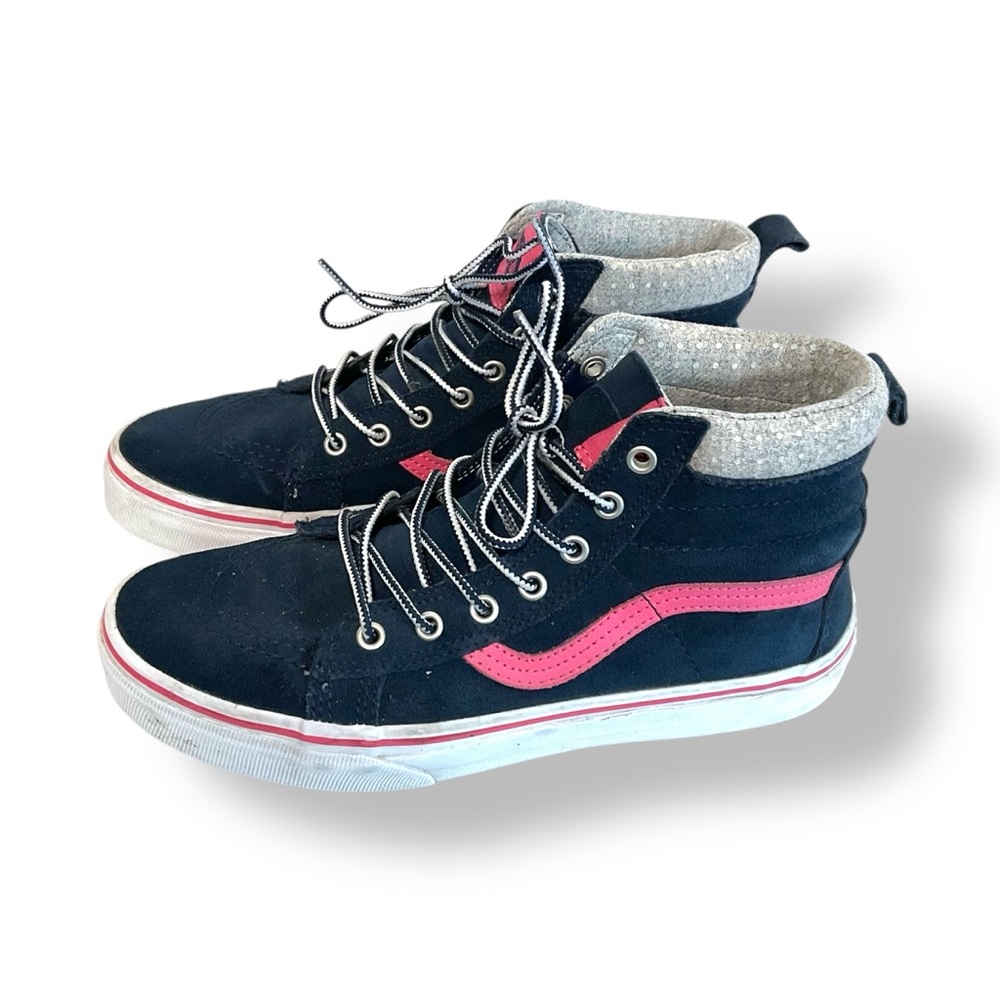 Vans Shoes Kids Girls High Tops Sneakers Navy Blue Pink Grey Running‎ Size 5.5